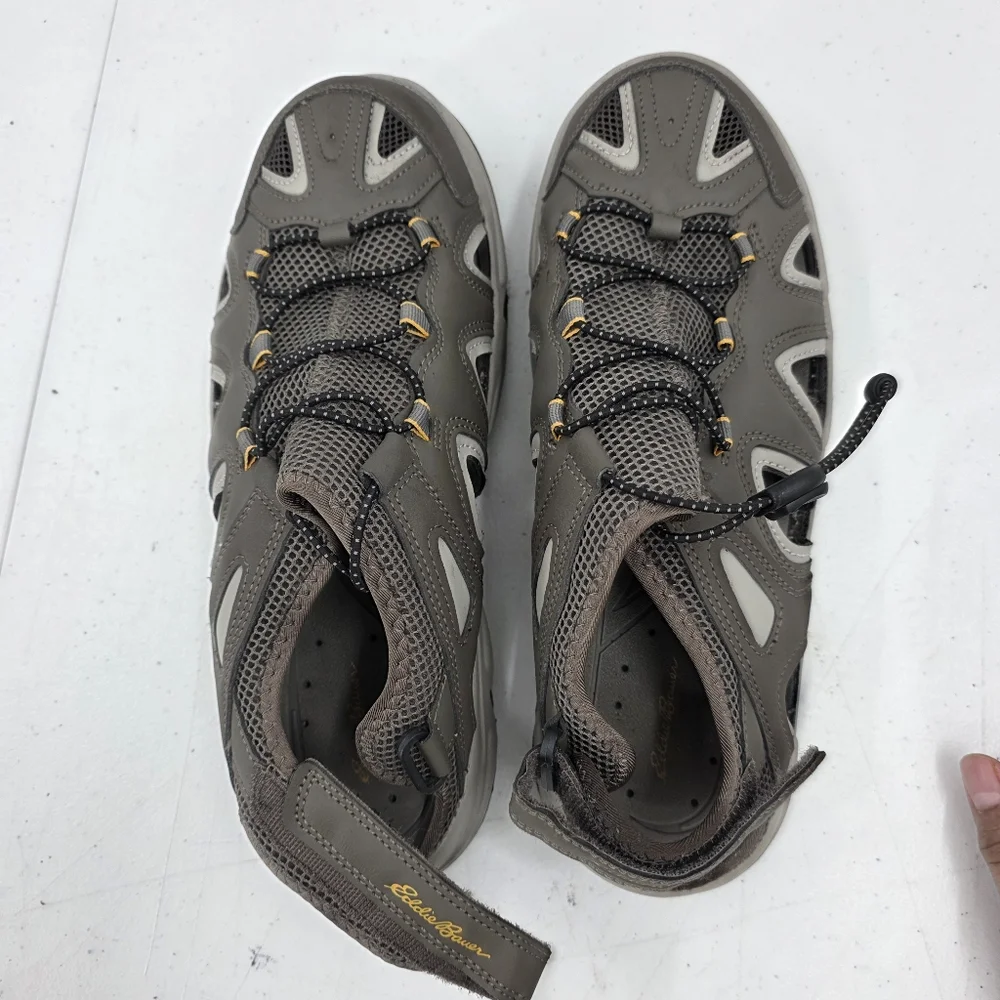 Eddie Bauer Men's Laketrail‎ Water Sandals Brown Gray Size 11M Bungee EUC.